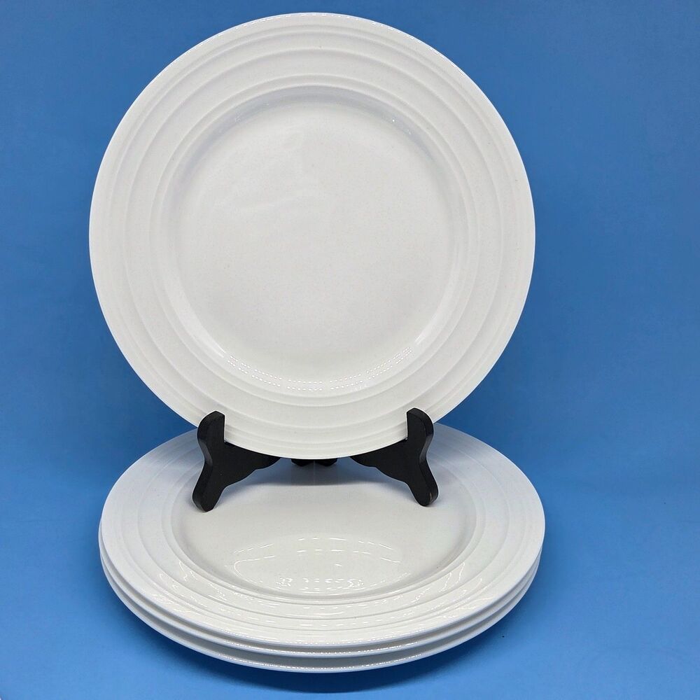 Mikasa "CIARA" Set Of 4 White Swirl 11" Dinner Plates GUC